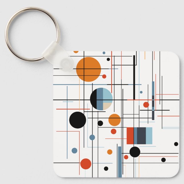 Abstract Geometric Modern Minimalist Lines Keychain (Front)
