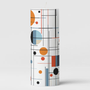 Abstract Geometric Modern Minimalist Lines Pillar Candle