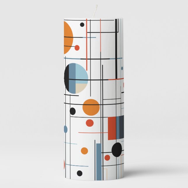 Abstract Geometric Modern Minimalist Lines Pillar Candle (Front)