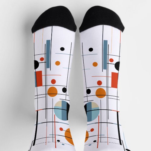 Abstract Geometric Modern Minimalist Lines Socks