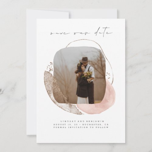 Abstract Geometric Modern Save The Date Photo
