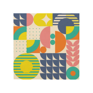 Abstract Geometric, Modern Vintage Shapes. Wood Wall Art