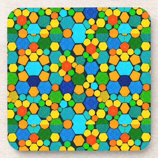 Abstract Geometric Mosaic Pattern Beverage Coaster (Front)