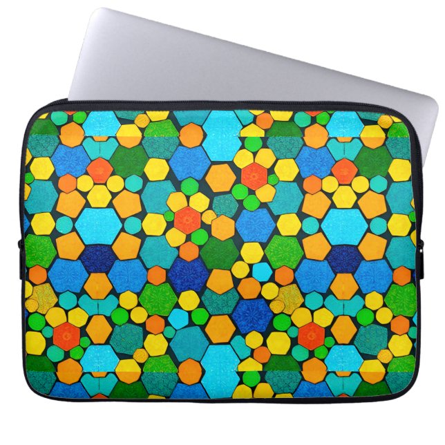 Abstract Geometric Mosaic Pattern Laptop Sleeve (Front)