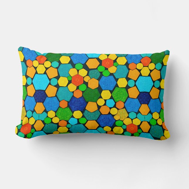 Abstract Geometric Mosaic Pattern Lumbar Pillow (Front)