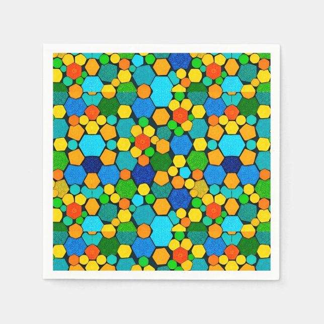 Abstract Geometric Mosaic Pattern Napkins (Front)