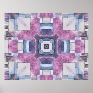 Abstract Geometric Mosaic Purple, Blue, and Gray Poster