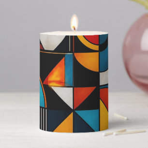 Abstract Geometric Mosaic Symphony Pillar Candle