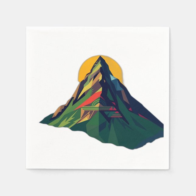 Abstract Geometric Mountain Landscape Napkins (Front)