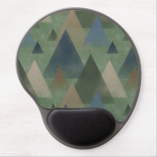 Abstract Geometric Mountains, Forest Green, Blue Gel Mouse Pad