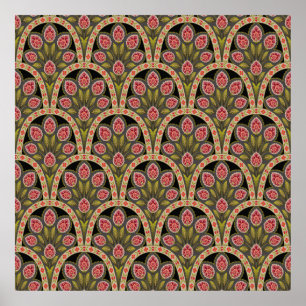 abstract Geometric mughal motif flower patternart, Poster