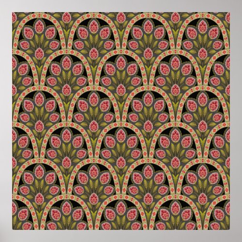 abstract Geometric mughal motif flower patternart Poster