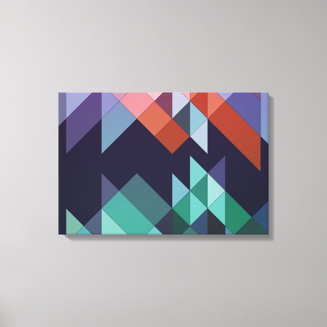 Abstract Geometric Navy Blue Green Brown Elegant Canvas Print (Front)