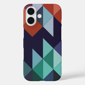 Abstract Geometric Navy Blue Green Brown Elegant iPhone 16 Case