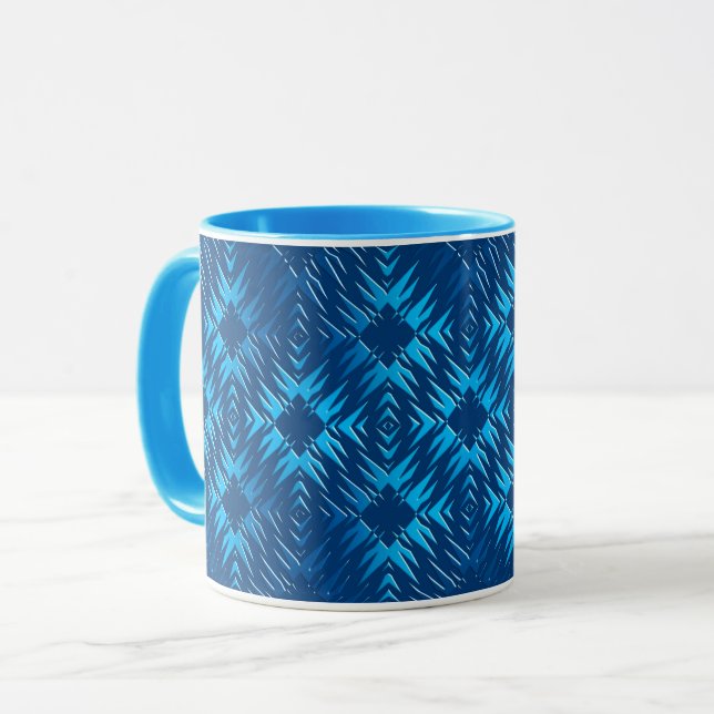 Abstract geometric navy pattern mug (Front Left)