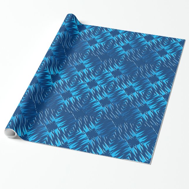 Abstract geometric navy pattern wrapping paper (Unrolled)