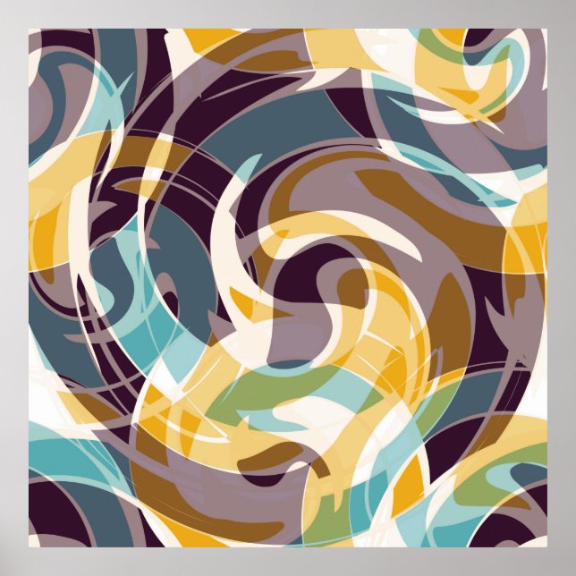 Abstract geometric objects graffiti grunge effecta poster (Front)