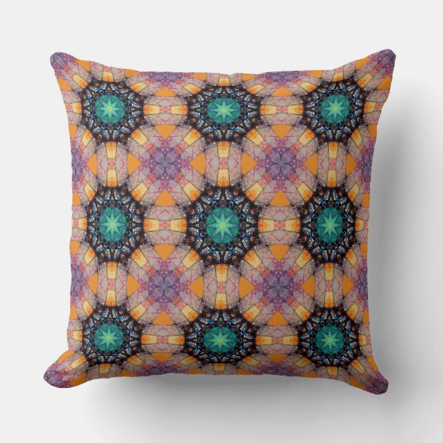 Abstract Geometric Octagonal Star Circle Pattern Throw Pillow (Front)