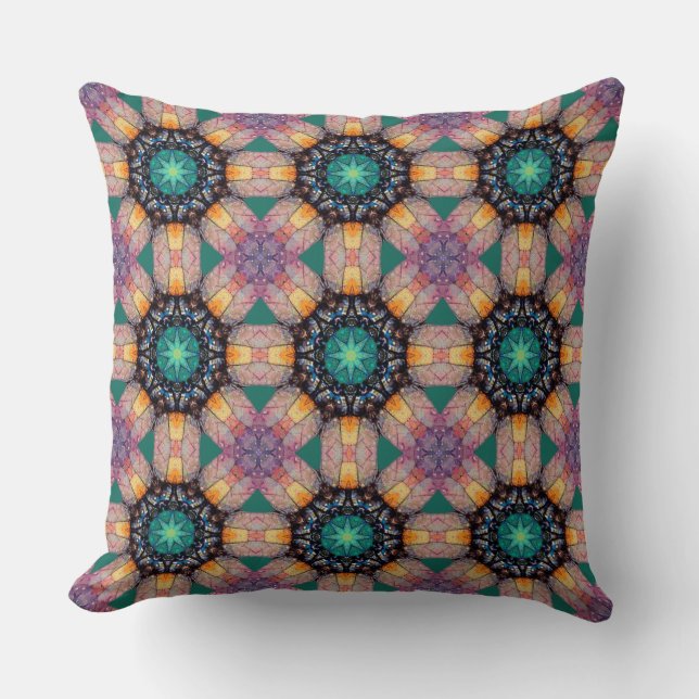 Abstract Geometric Octagonal Star Circle Pattern Throw Pillow (Front)