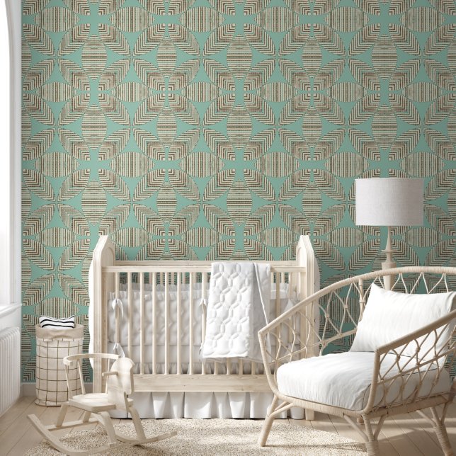 Abstract Geometric Op Art Floral Motif Wallpaper (Kids)