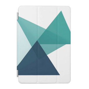 Abstract Geometric Origami Teal Blue iPad Mini Cover