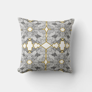 Abstract Geometric Overlap Silver and Gold Throw Pillow