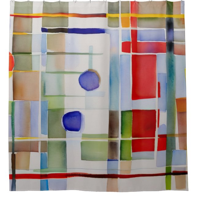 Abstract Geometric Painting Shower Curtain (Front)