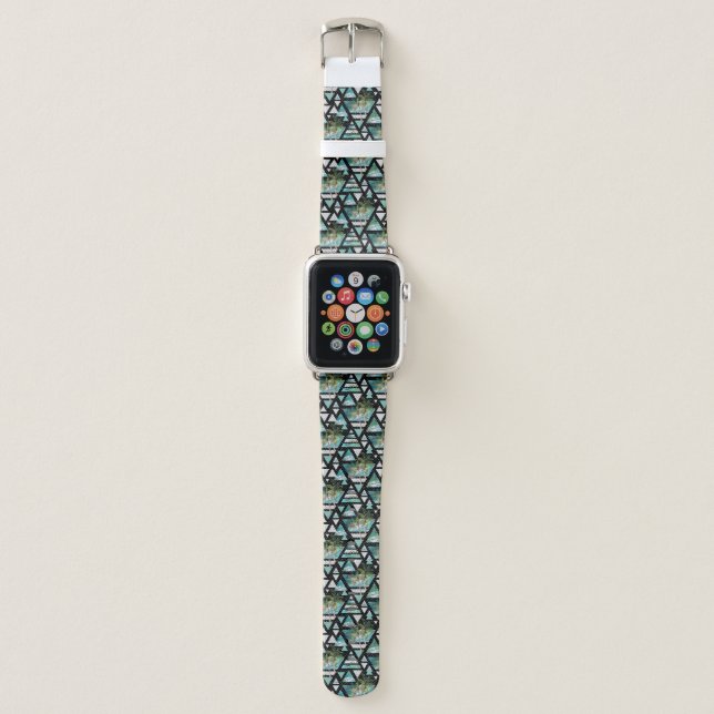 Abstract Geometric Palms & Waves Pattern Apple Watch Band (Front)