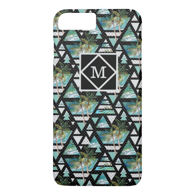 Abstract Geometric Palms & Waves Pattern Case-Mate iPhone Case (Back)