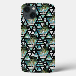 Abstract Geometric Palms & Waves Pattern iPhone 13 Case