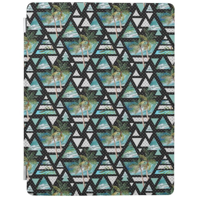 Abstract Geometric Palms & Waves Pattern iPad Smart Cover (Front)