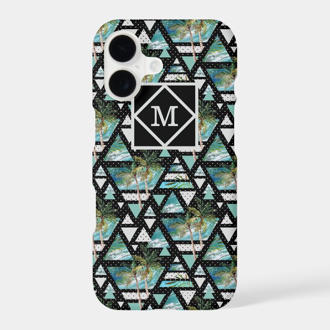 Abstract Geometric Palms & Waves Pattern Iphone Case (Back)