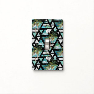 Abstract Geometric Palms & Waves Pattern Light Switch Cover