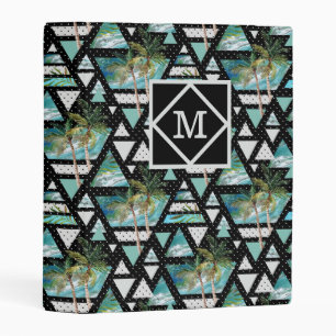 Abstract Geometric Palms & Waves Pattern Mini Binder
