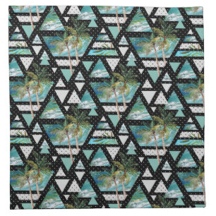 Abstract Geometric Palms & Waves Pattern Napkin