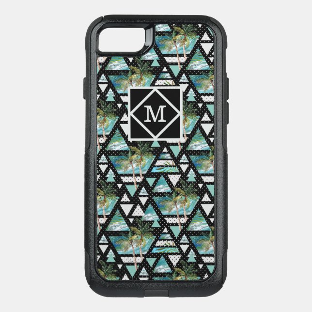 Abstract Geometric Palms & Waves Pattern Otterbox iPhone Case (Back)