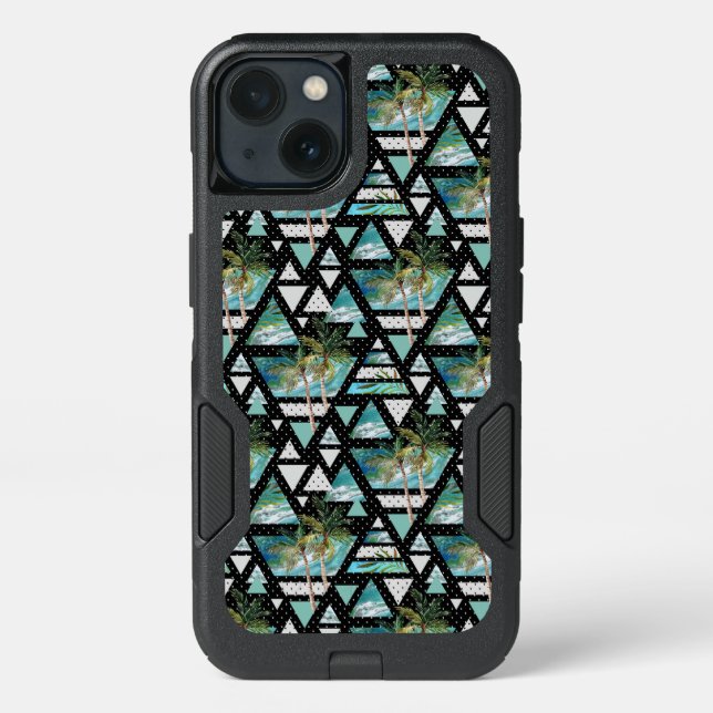 Abstract Geometric Palms & Waves Pattern Otterbox iPhone Case (Back)
