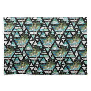 Abstract Geometric Palms & Waves Pattern Placemat