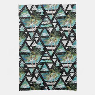Abstract Geometric Palms & Waves Pattern Towel