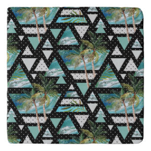 Abstract Geometric Palms & Waves Pattern Trivet
