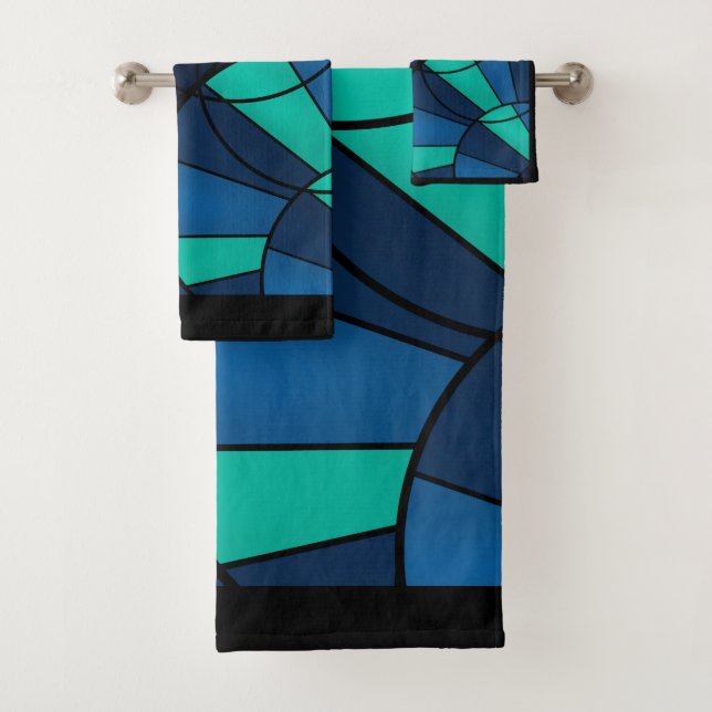 Abstract geometric pattern bath towel set (Insitu)