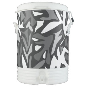 abstract, geometric, pattern, black and blue throw beverage cooler