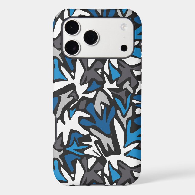 abstract, geometric, pattern, black and blue throw iphone case (Back)