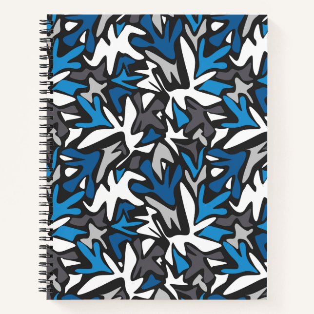 abstract, geometric, pattern, black and blue throw notebook (Front)