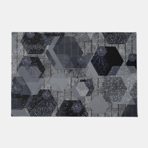 Abstract geometric pattern, black and gray . doormat