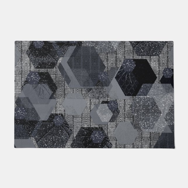 Abstract geometric pattern, black and gray .  doormat (Front)