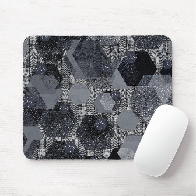 Abstract geometric pattern, black and gray .  mouse pad (With Mouse)