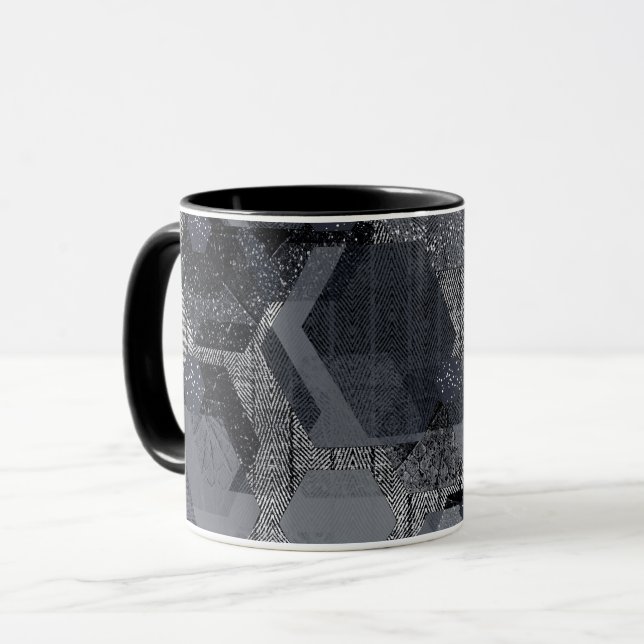 Abstract geometric pattern, black and gray .  mug (Front Left)