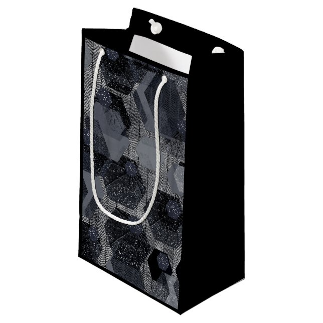 Abstract geometric pattern, black and gray .  small gift bag (Front Angled)
