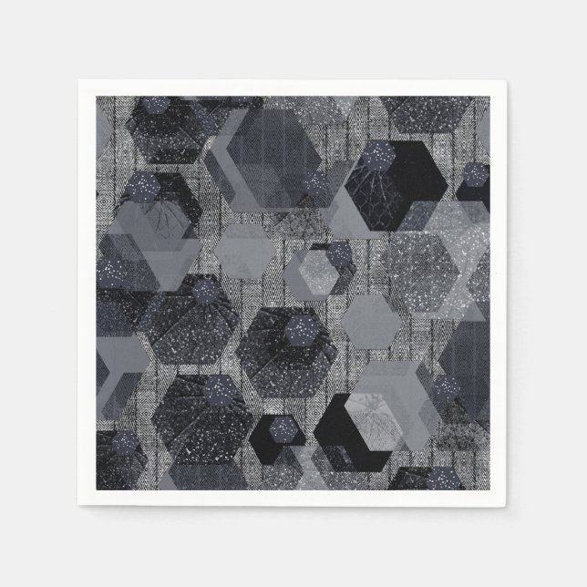 Abstract geometric pattern, black and gray . throw napkins (Front)